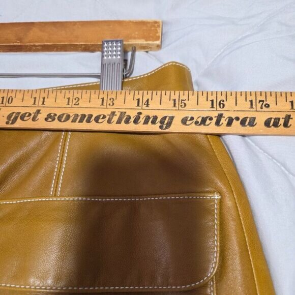 EUC LIKE NEW ELLEN TRACY LINDA ALLARD TAN GENUINE LEATHER PENCIL SKIRT SIZE 10 - Picture 14 of 16